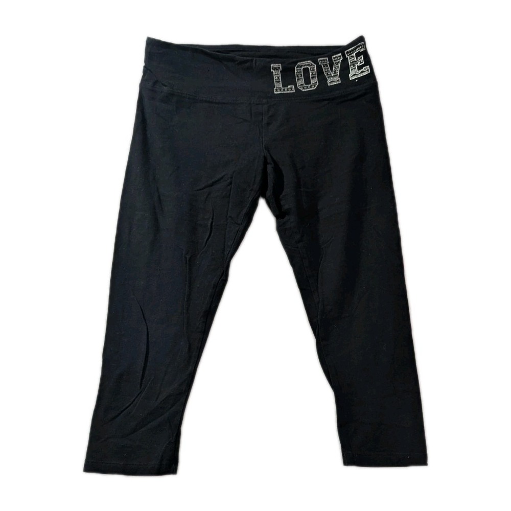 SO Black Leggings Size L Love Waistband Stretch Lounge Yoga‎ Pants